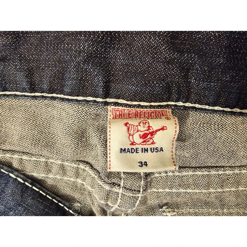 True Religion Jeans 34x30 Rainbow Ricky Size 34 Distressed Denim Made in USA Y2K